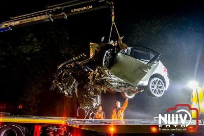 Zeer ernstig eenzijdig ongeval op Zuiderzeestraatweg N308 bij Elburg: 19-jarige automobilist uit Oldebroek overleden. - © NWVFoto.nl
